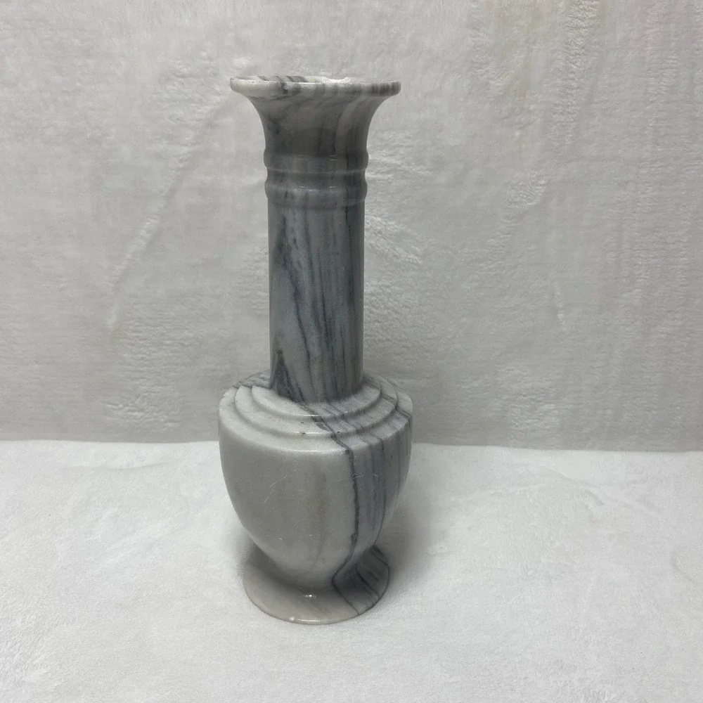Marble Vase Stone Carved Floral Swirl Design Decorative Tabletop‎ Accent *SEE*